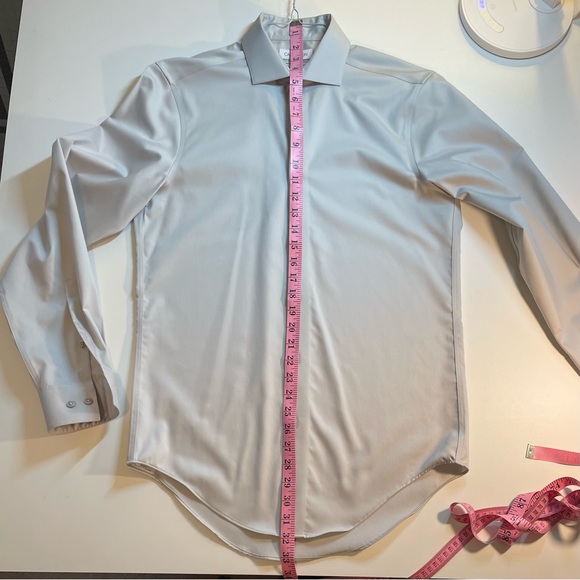 Calvin Klein Gray Infinite Non-Iron Slim Fit Stretch Dress Shirt Button-up - Picture 9 of 11